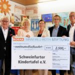 Unser Bild zeigt von links: Den Vorsitzenden der Kindertafel Stefan Labus, seine stellvertreterin Dagmar Bebersdorf, Maike Kremzer und Christian Hirn von der Norma-Einkaufsleitung und Kindertafel-Botschafter Peter Kruse Foto: Michael Horling